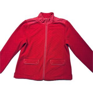 Talbots Zip-Up Textured Fleece Warm Cozy Winter Holiday Jacket Women Lp Red